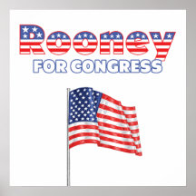 Rooney for Congress Patriotic American Flag Design Posters