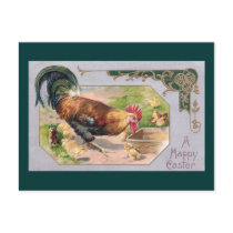Rooster and Chicks Art Nouveau Easter Postcards