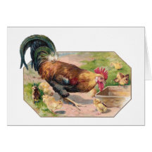 Rooster and Chicks Card