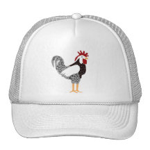 Rooster art: Wyandotte black lacy chicken gifts Mesh Hats