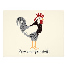 Rooster art: Wyandotte black lacy chicken gifts Personalized Announcement