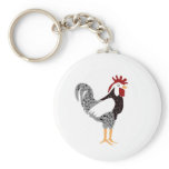 Rooster art: Wyandotte black lacy chicken gifts keychains