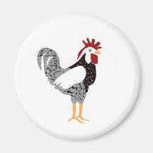 Rooster art: Wyandotte black lacy chicken gifts Magnet