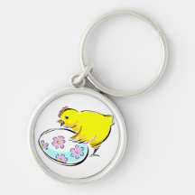 Rooster chick flowered egg design.png key chains