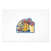 Rooster Cockerel Head Retro Invite