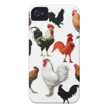 Rooster Collage Vintage Rustic Chickens iPhone 4 Cases