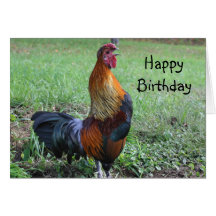 Rooster Crowing Nature Birthday Greeting Card