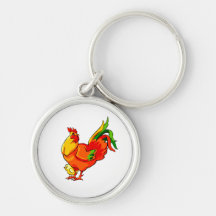 rooster green tail with baby chick.png key chain