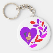 Rooster Heart Key Chains