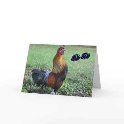 Rooster Humourous 30th Birthday Greeting Card by SmilinEyesTreasures