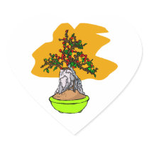 Root Over Rock Berry Bonsai Graphic Image Heart Sticker
