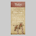 Rosa Bronze & Blue  Giraffes Baby Invitation invitations
