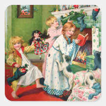 Rosa C. Petherick: Christmas Morning Square Stickers