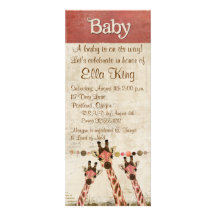 Rosa & Copper  Giraffes Baby Invitation