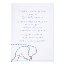 Rosary Blue/ Communion Personalised Invites