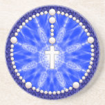 Rosary Dream Catcher Blue Drink Coaster