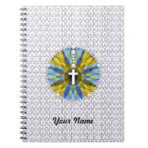 Rosary Dream Catcher Blue & Yellow Spiral Note Book