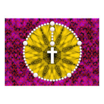 Rosary Dream Catcher Yellow Thank You Invitations