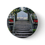 Rose arch, Annahill Gardens, Kilmarnock, Scotland Pinback Button