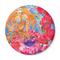 rose bellydancer mermaid round magnet