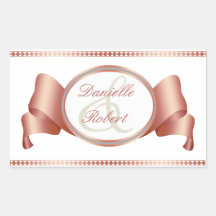 Rose & Blue Ribbon & Swirls Wedding Stickers