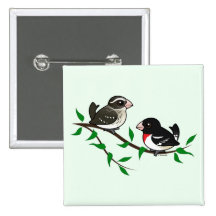 Rose-breasted Grosbeak Couple Button