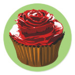 Rose cupcake round sticker 2