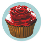 Rose cupcake round sticker 3