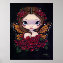 Rose Fairy ART PRINT big eye fantasy