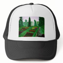 Rose Garden, Portland, Oregon watercolor painting. Mesh Hats