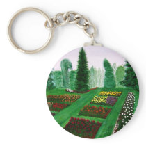 Rose Garden, Portland, Oregon watercolor painting Key Chain