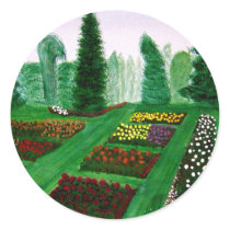 Rose Garden, Portland, Oregon watercolor painting Round Stickers