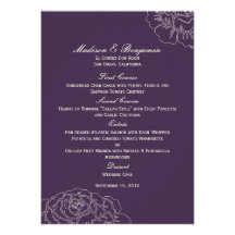 Rose Garden Wedding Menu Card - Purple Invitations