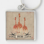 Rose Giraffes  Mom  Keychain