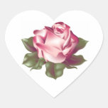 Rose in Full Bloom Wedding Hearts Heart Stickers