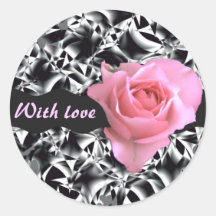 Rose on black and white round sticker