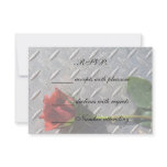 Rose on diamond plate invitations