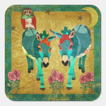 Rose Owl & Donkeys Golden Twilight Sticker