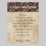 Rose Owl Floral White & Brown Wedding Invitation invitations