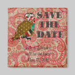 Rose Owl Save the Date Red Boho Magnet magnets