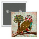 Rose Owl Vintage Button