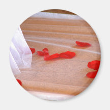 Rose Petals Wedding Dress Train tan background Magnets