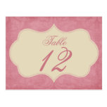 Rose Pink & Cream Table Number postcards