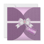 Rose Pink Invite with Jewelled Bow invitations
