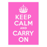 Rose Pink Keep Calm and Carry On business cards