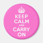 Rose Pink Keep Calm and Carry On Magnets