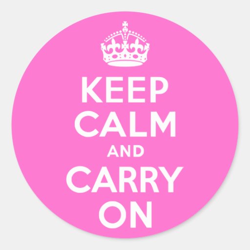Rose Pink Keep Calm and Carry On Sticker