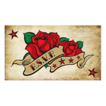 Rose Tattoo Custom RSVP Business Card Templates