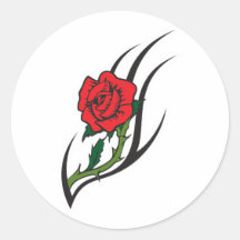 Rose Tattoo Design Round Stickers