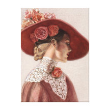 Rose Victorian Lady elegant decor art canvas print